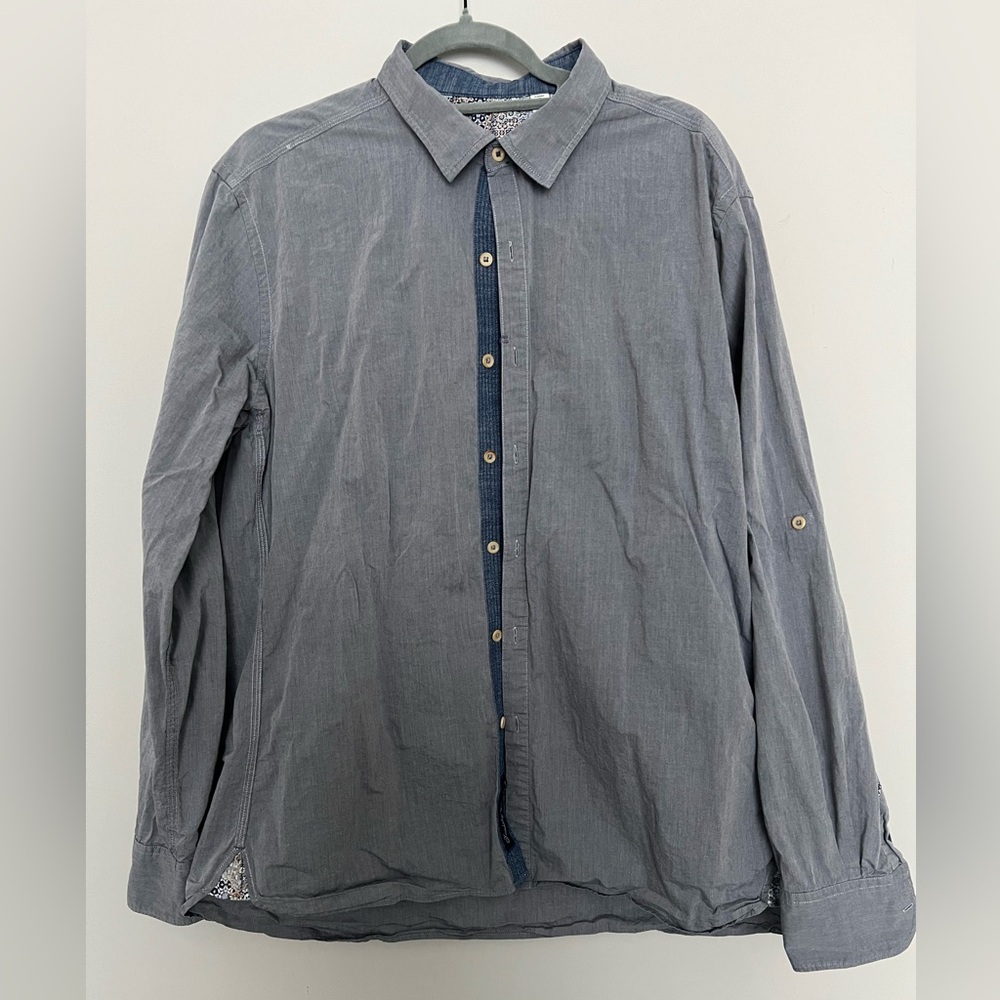 Robert Graham 100% Cotton Blue Classic Fit Long Sleeve Button Up Shirt Men XL